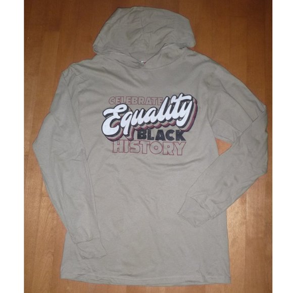 Womens "Equality -Celebrate Black History Month" Hooded T-Shirt Size Med NWT - Picture 1 of 2